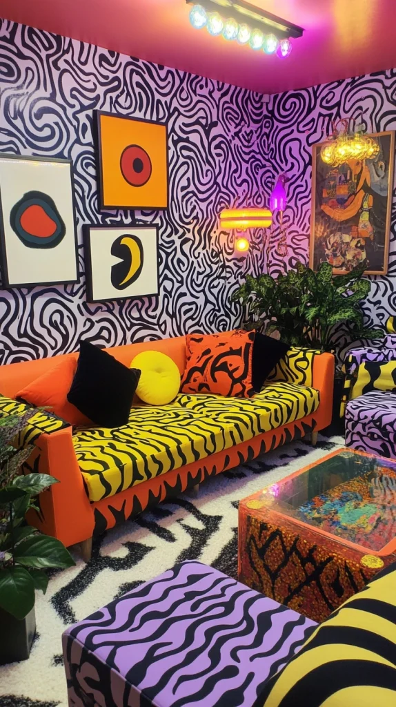 1980s Memphis Group Meets 2020s Maximalism Living Room