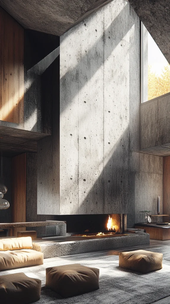 Brutalist-Inspired Living Room