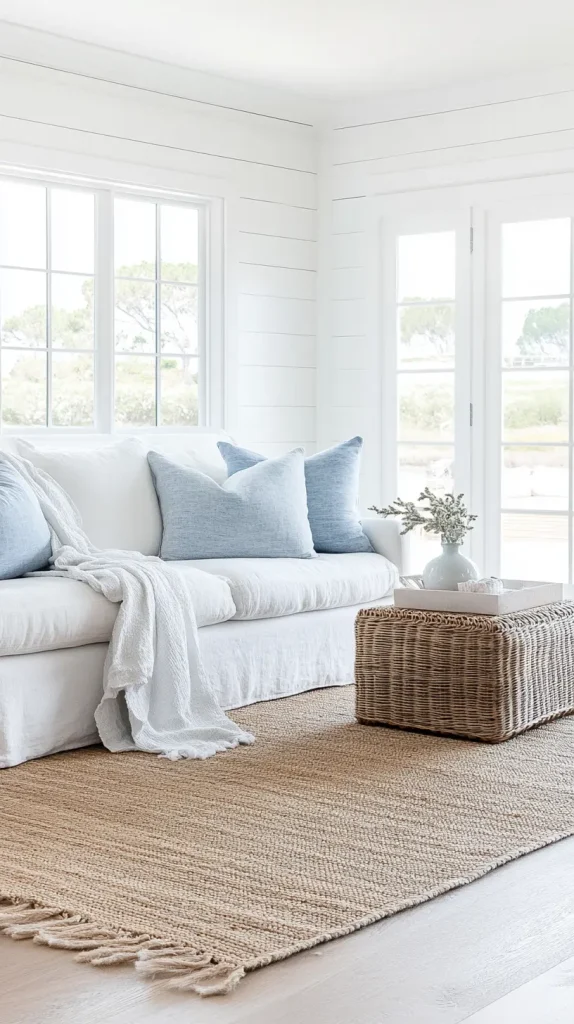Coastal Hampton-Style Living Room