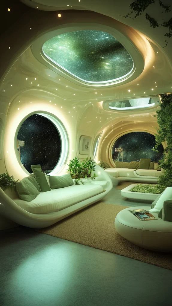 Retro-Futuristic Space Station Living Room