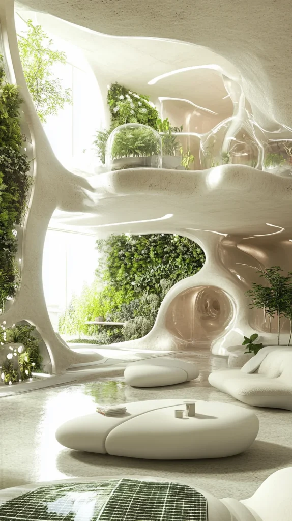 Solarpunk Eco-Futurist Living Room